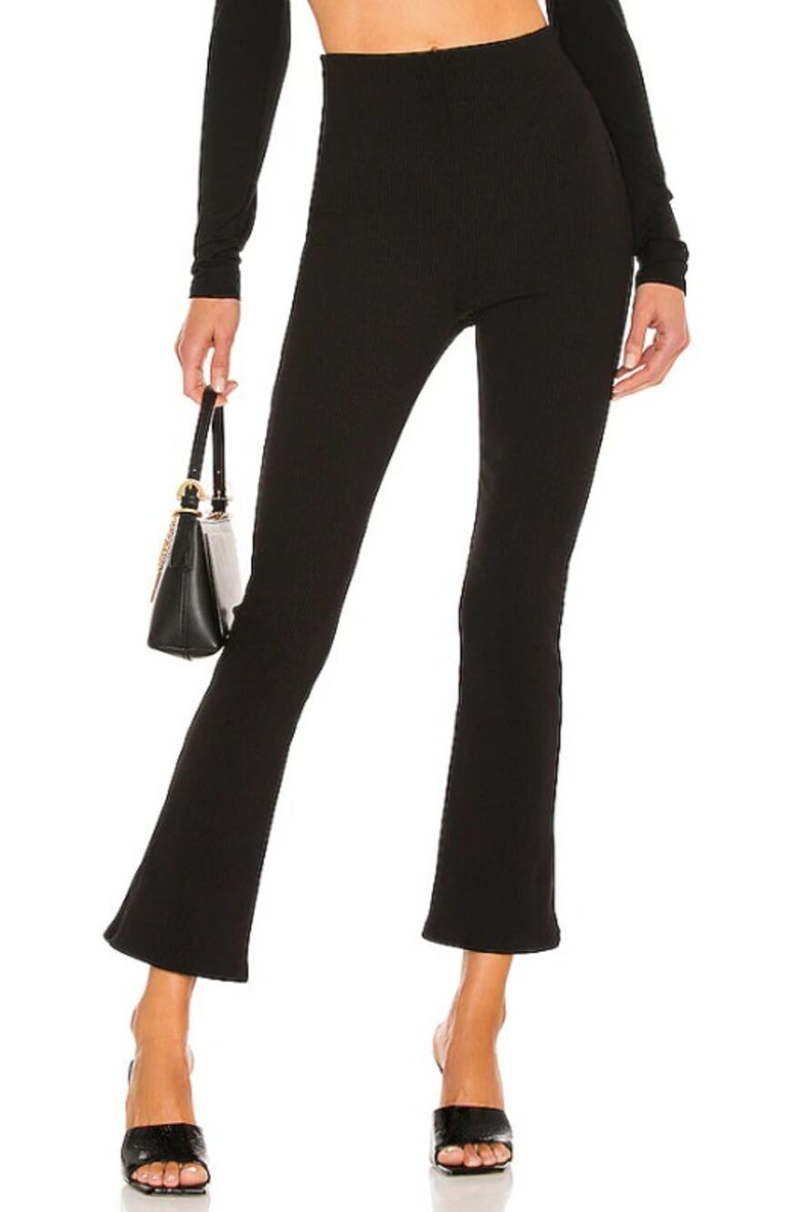 Revolve H:ours Hours Sophie High Rise Ribbed Crop Flare Pull On Pant Black Small